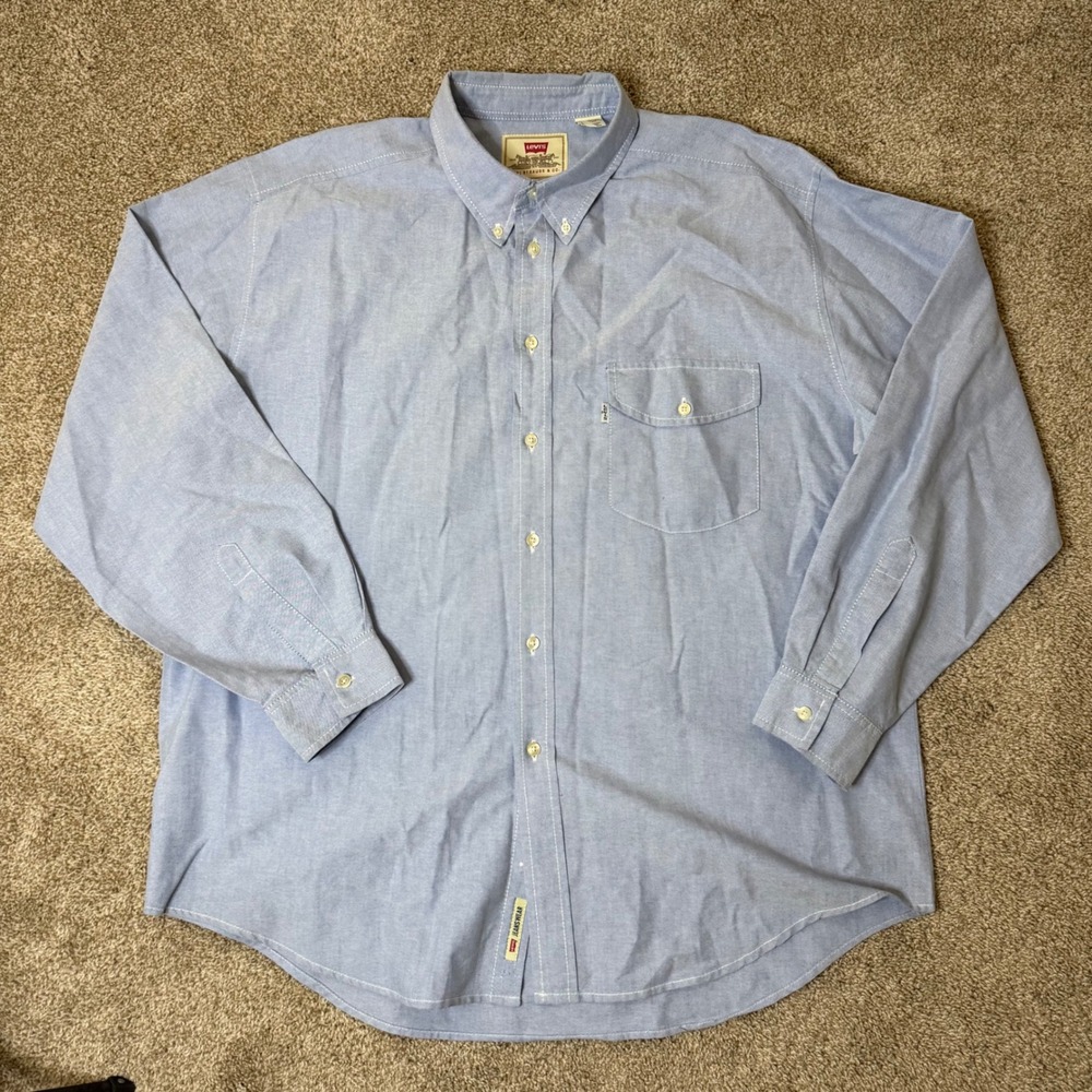 Levi's Button Down Shirt Men XL Blue Chambray Oxford Long Sleeve WPL-423